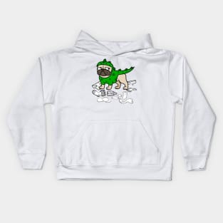 Pug Baby Godzilla Kids Hoodie